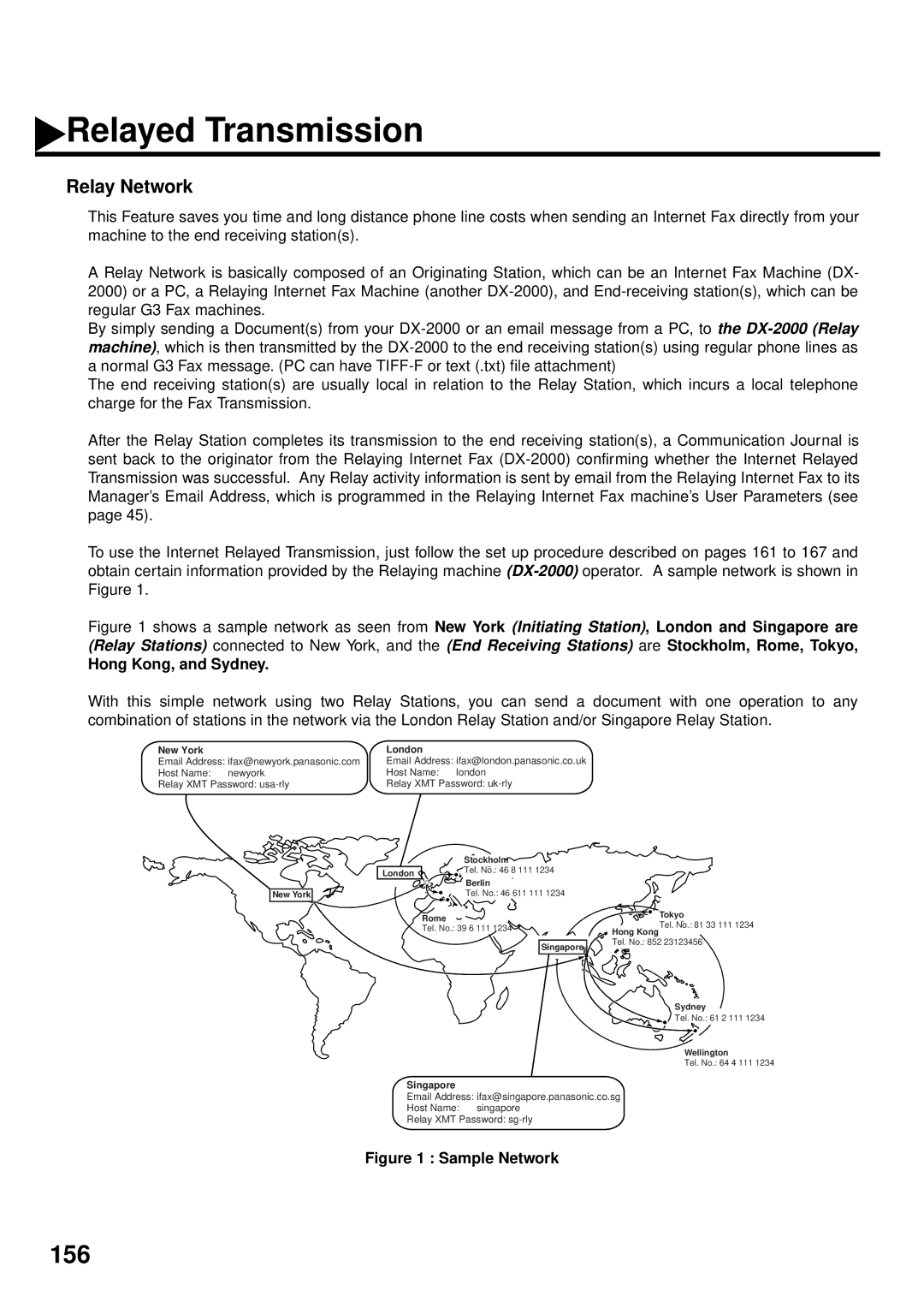 Panasonic DX-2000 manual Relay Network, Hong Kong, and Sydney 