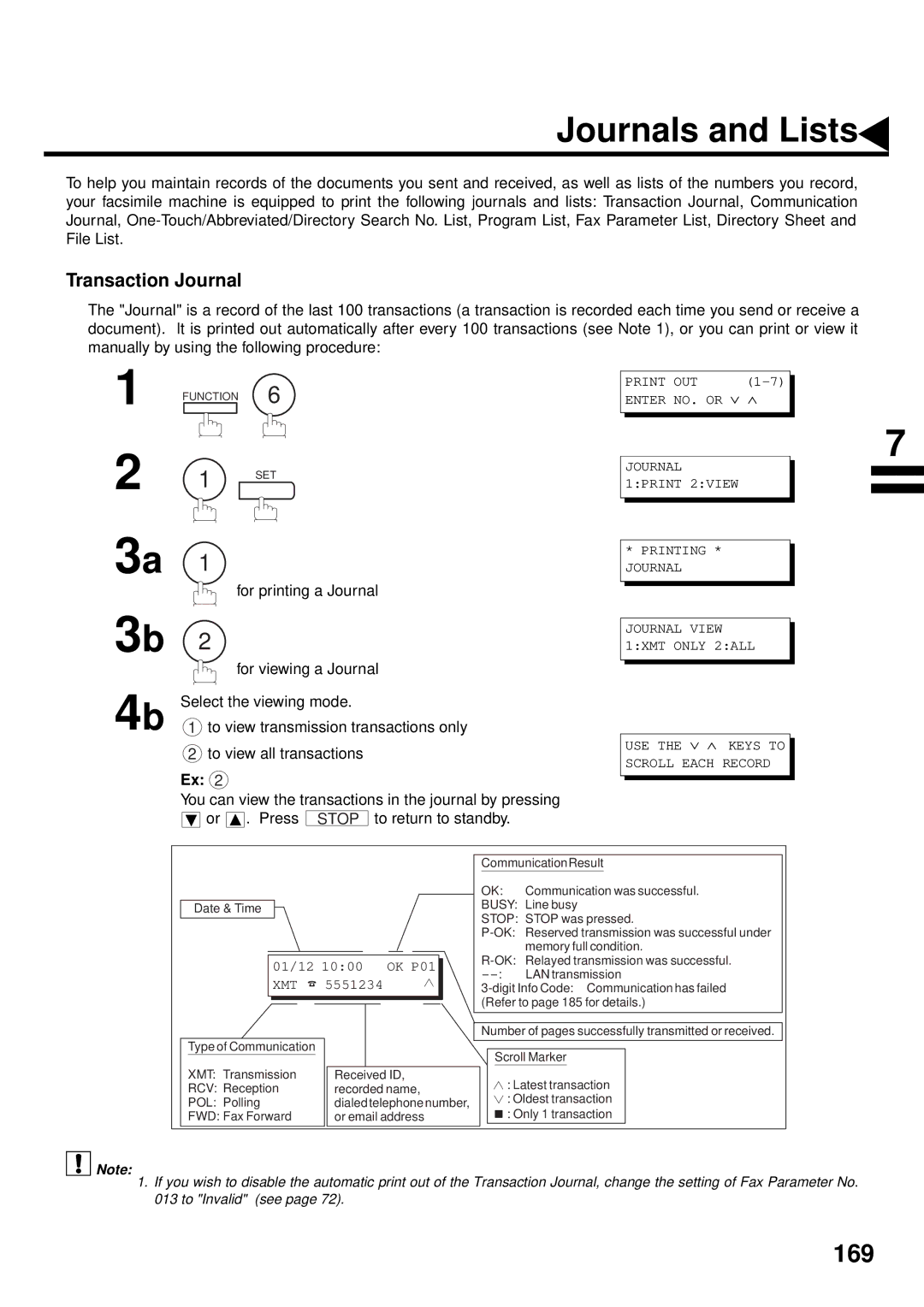 Panasonic DX-2000 manual Journals and Lists, Transaction Journal 