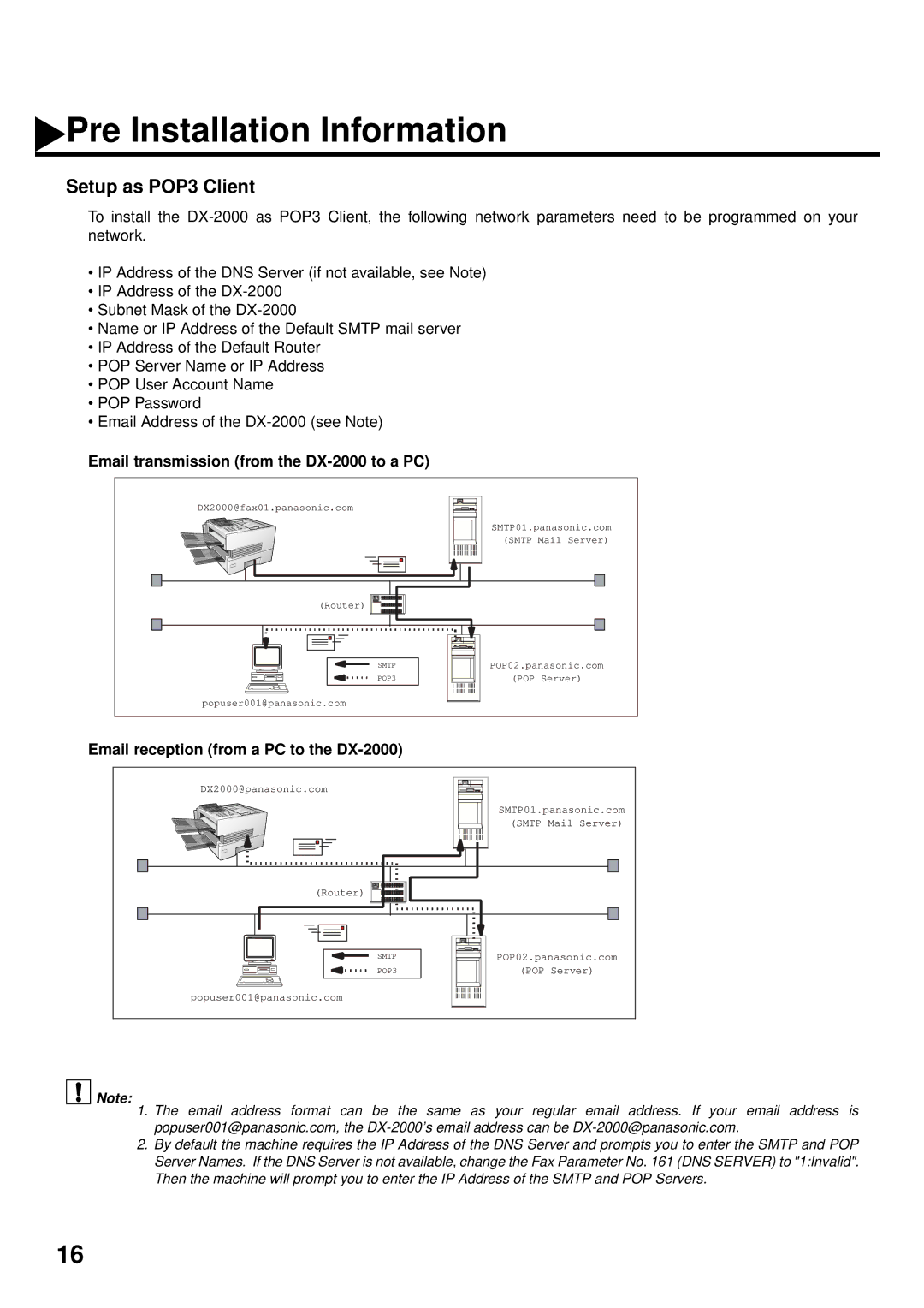 Panasonic DX-2000 manual Setup as POP3 Client 