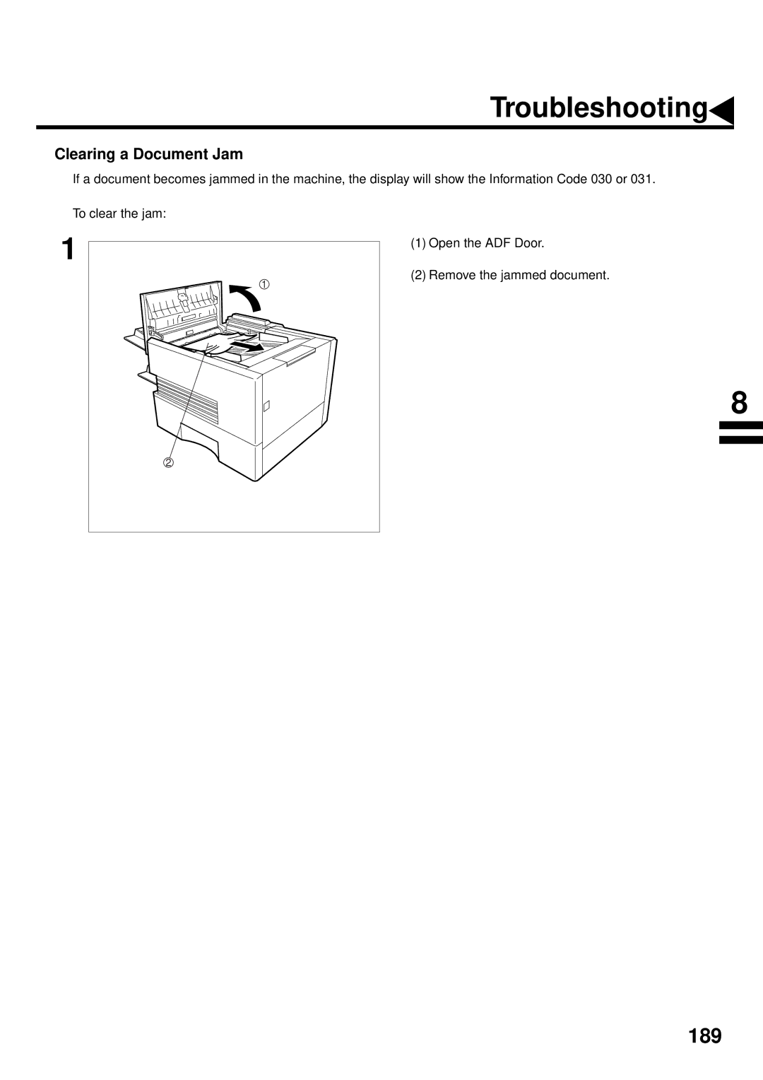 Panasonic DX-2000 manual Clearing a Document Jam 