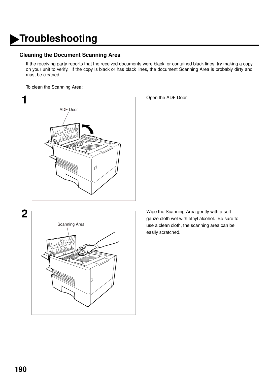 Panasonic DX-2000 manual Cleaning the Document Scanning Area 