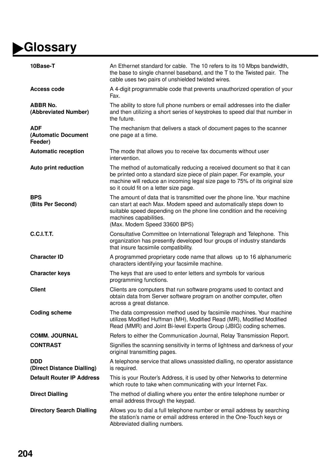 Panasonic DX-2000 manual Glossary 