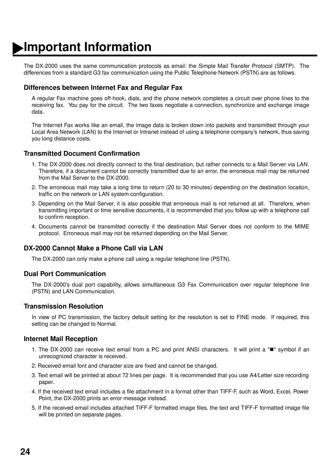 Panasonic DX-2000 manual Important Information 