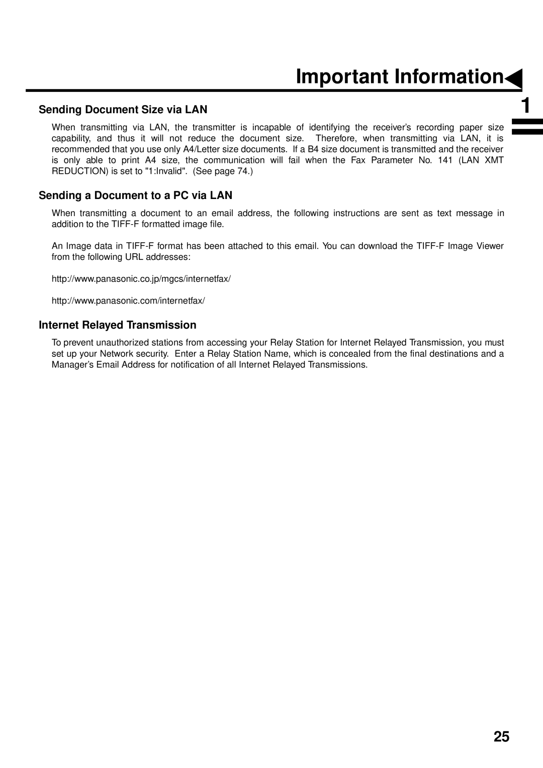 Panasonic DX-2000 manual Sending Document Size via LAN, Sending a Document to a PC via LAN, Internet Relayed Transmission 