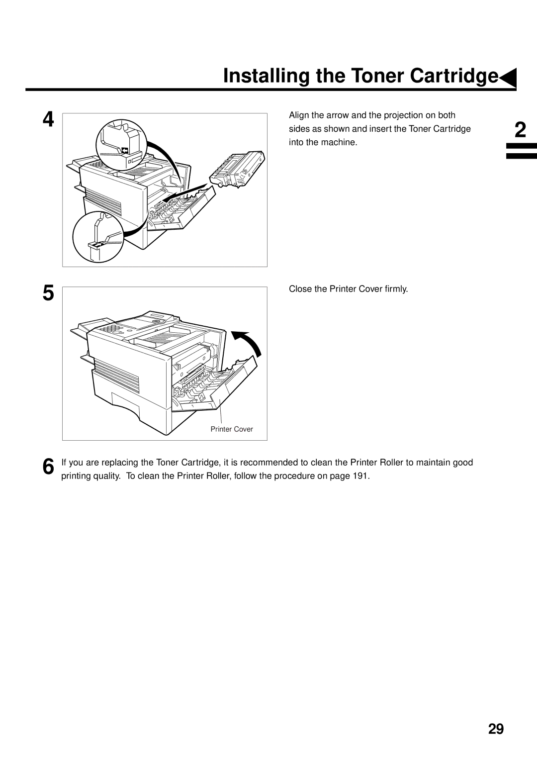 Panasonic DX-2000 manual Installing the Toner Cartridge 