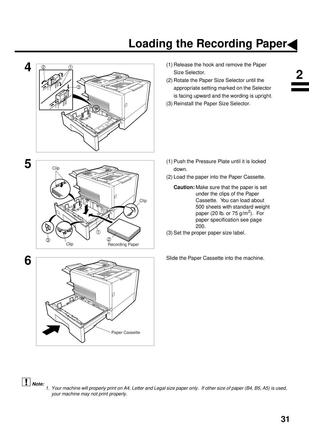 Panasonic DX-2000 manual Clip Recording Paper Paper Cassette 