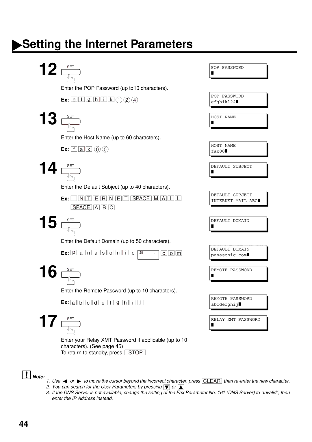 Panasonic DX-2000 manual Enter the Host Name up to 60 characters, Ex f a x 0 