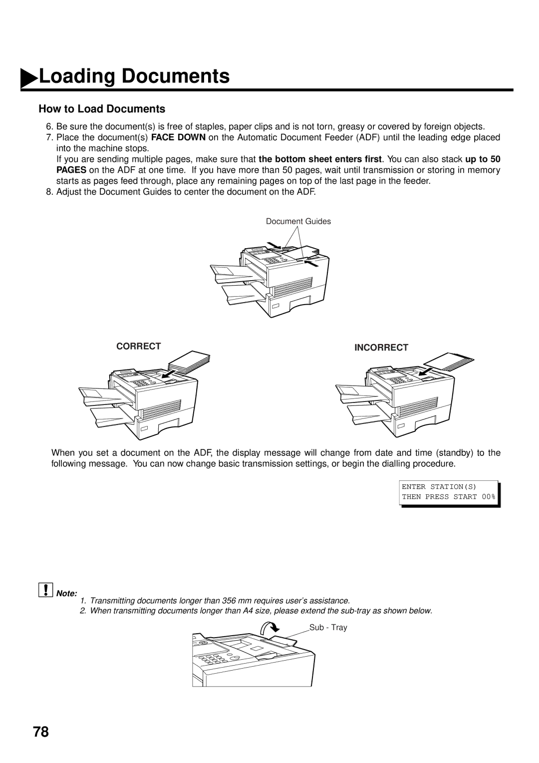 Panasonic DX-2000 manual How to Load Documents, Correct Incorrect 