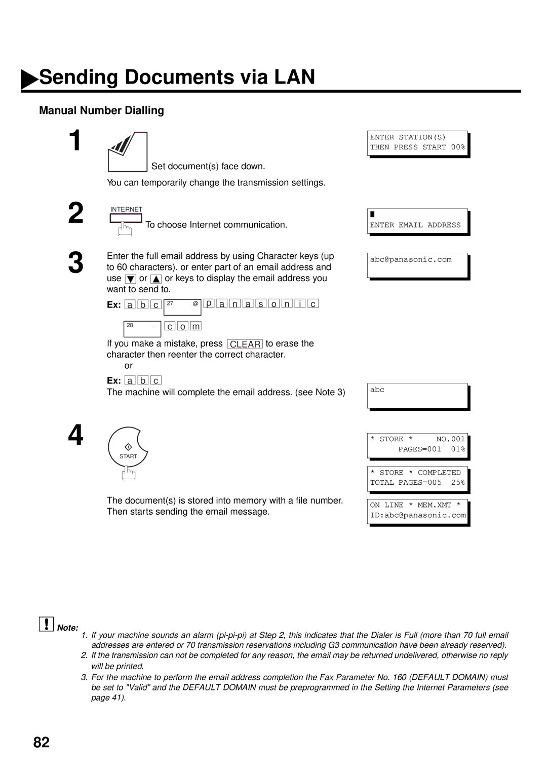 Panasonic DX-2000 manual Manual Number Dialling, To choose Internet communication 