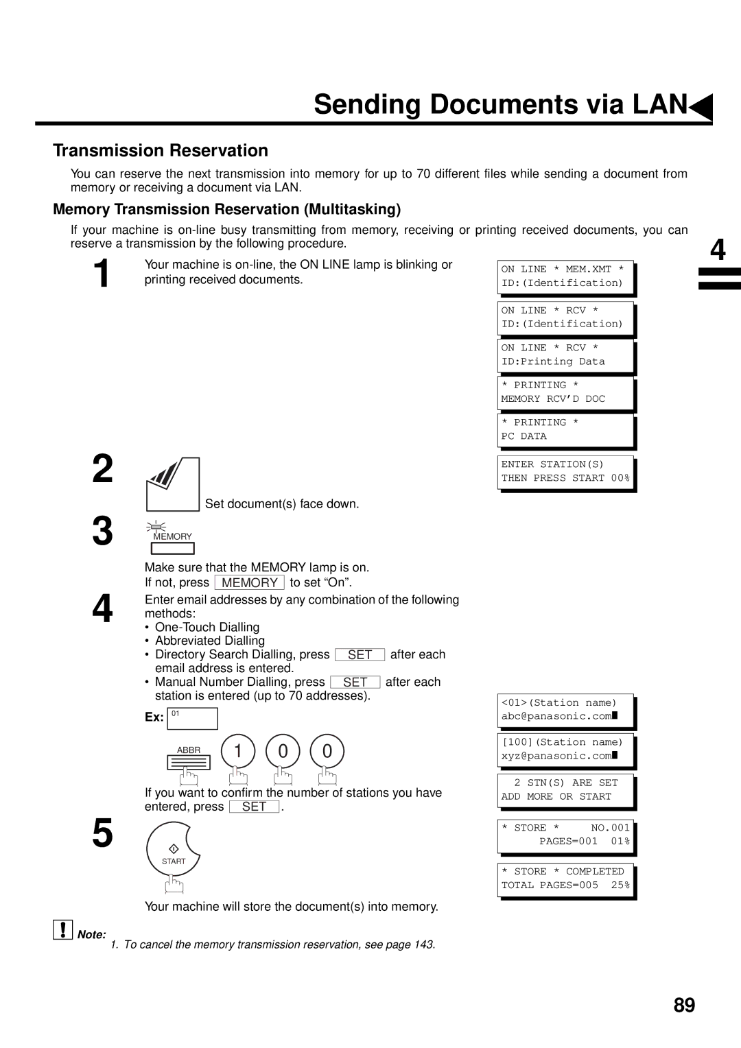 Panasonic DX-2000 manual Memory Transmission Reservation Multitasking 