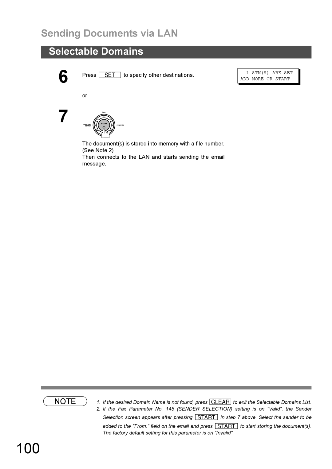 Panasonic DX-600 appendix 100, Sending Documents via LAN Selectable Domains, To specify other destinations 