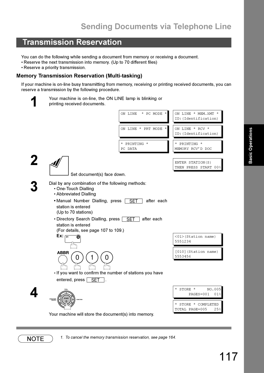 Panasonic DX-600 appendix 117, Memory Transmission Reservation Multi-tasking 