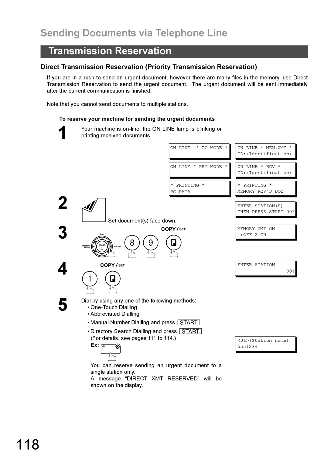 Panasonic DX-600 appendix 118, To reserve your machine for sending the urgent documents, Printing received documents 