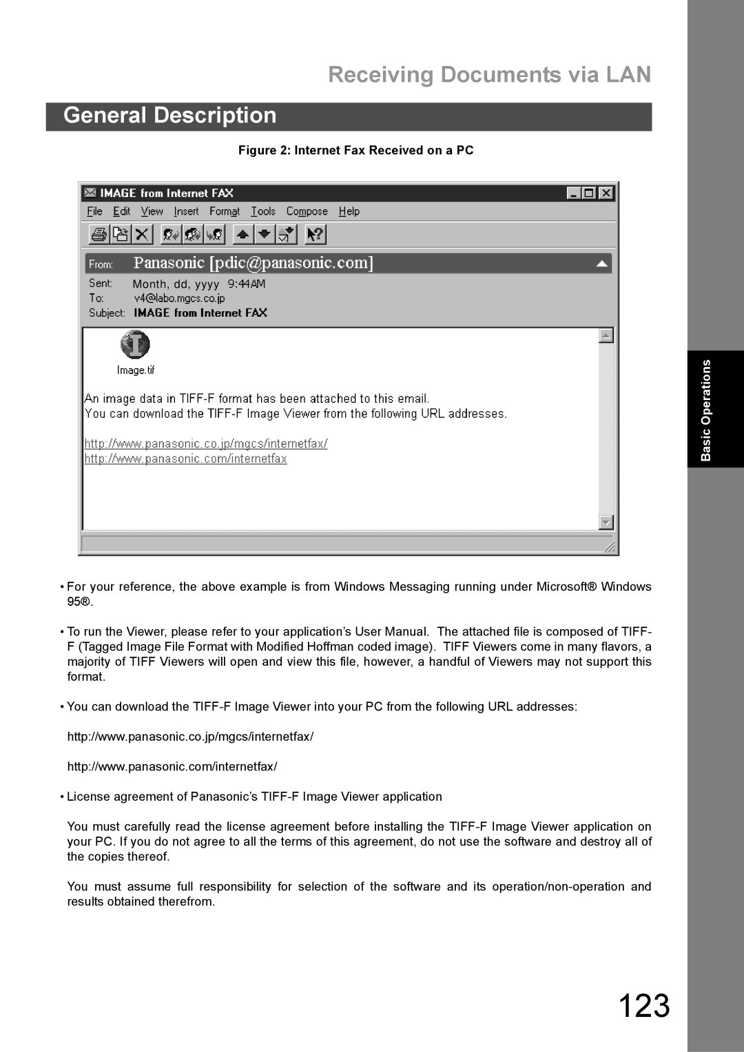 Panasonic DX-600 appendix 123, Receiving Documents via LAN 