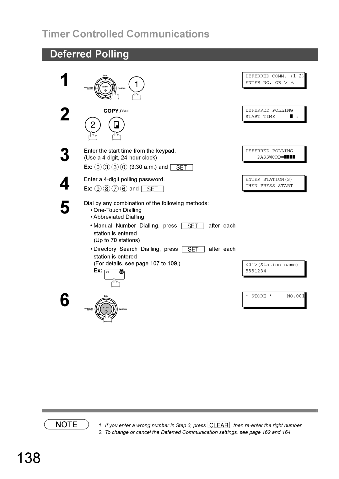 Panasonic DX-600 appendix 138, Timer Controlled Communications, Deferred Polling 