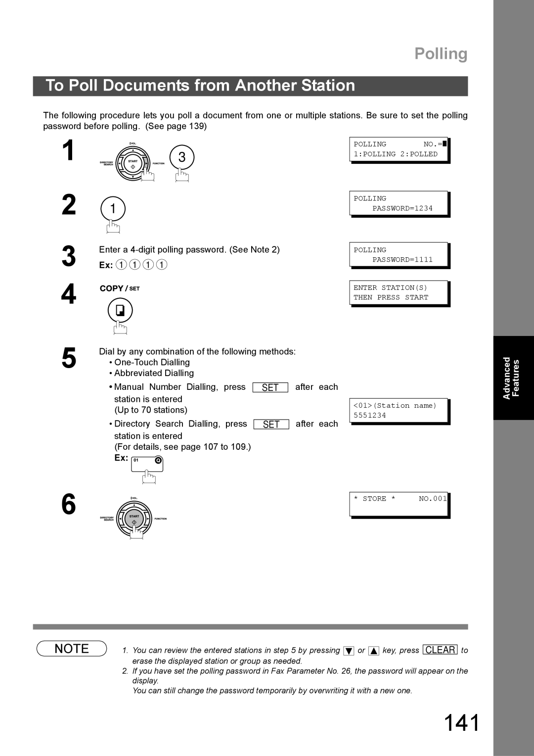 Panasonic DX-600 appendix 141, To Poll Documents from Another Station 