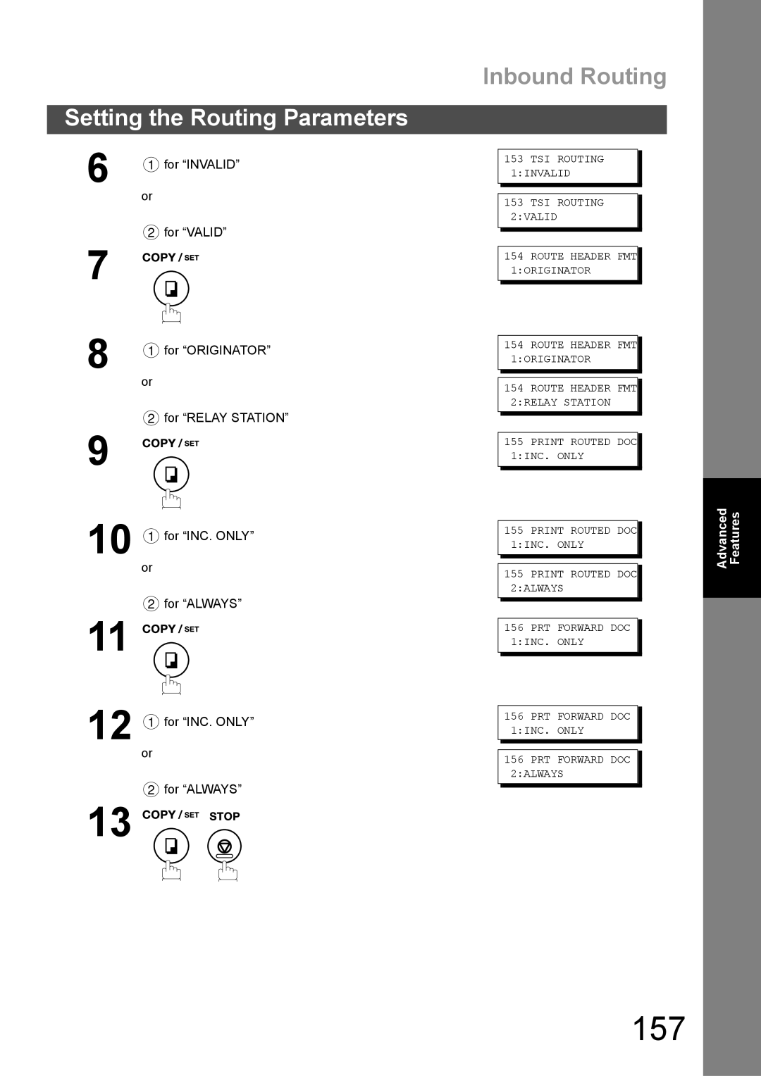 Panasonic DX-600 appendix 157, Inbound Routing 