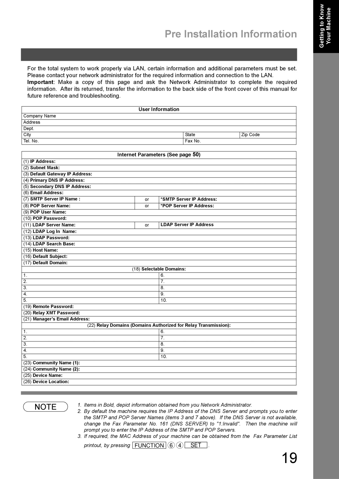 Panasonic DX-600 appendix Relay XMT Password Manager’s Email Address 