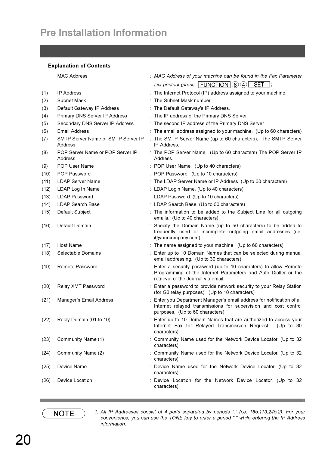 Panasonic DX-600 appendix Explanation of Contents 