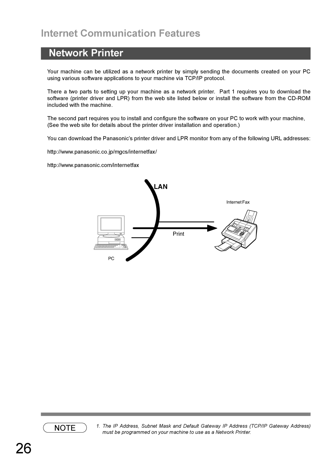 Panasonic DX-600 appendix Network Printer 