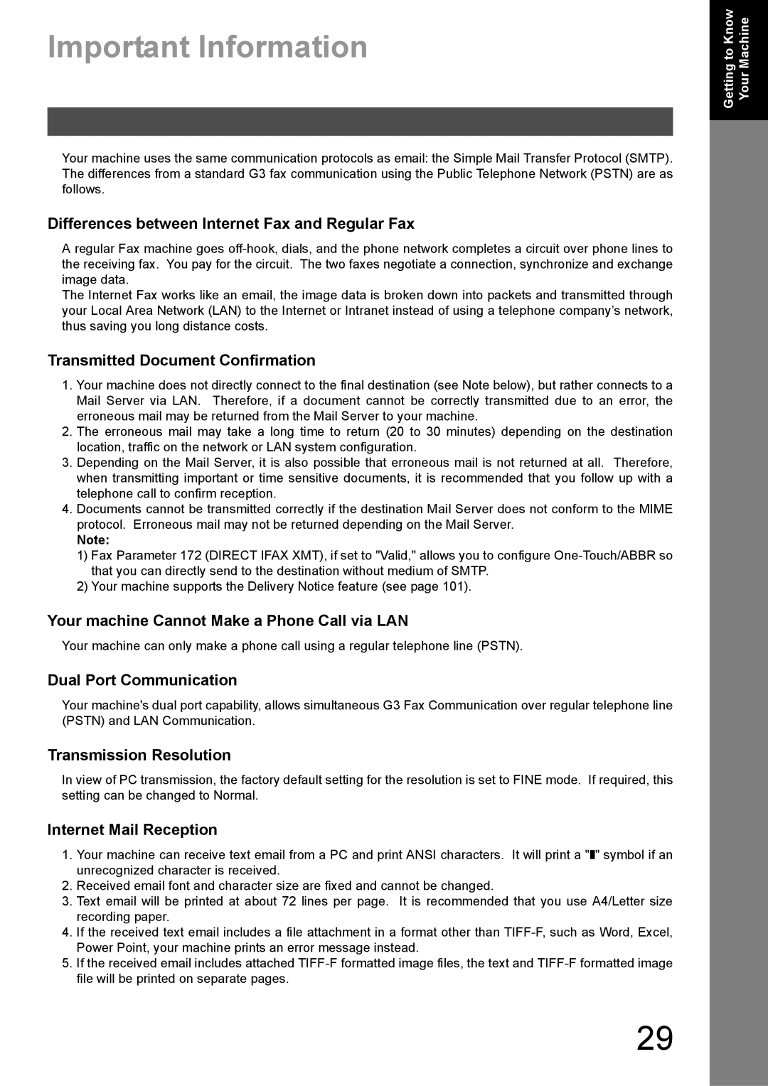 Panasonic DX-600 appendix Important Information 