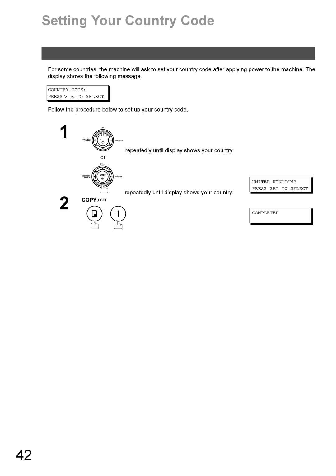 Panasonic DX-600 appendix Setting Your Country Code, Country Code Press ∨ ∧ to Select 