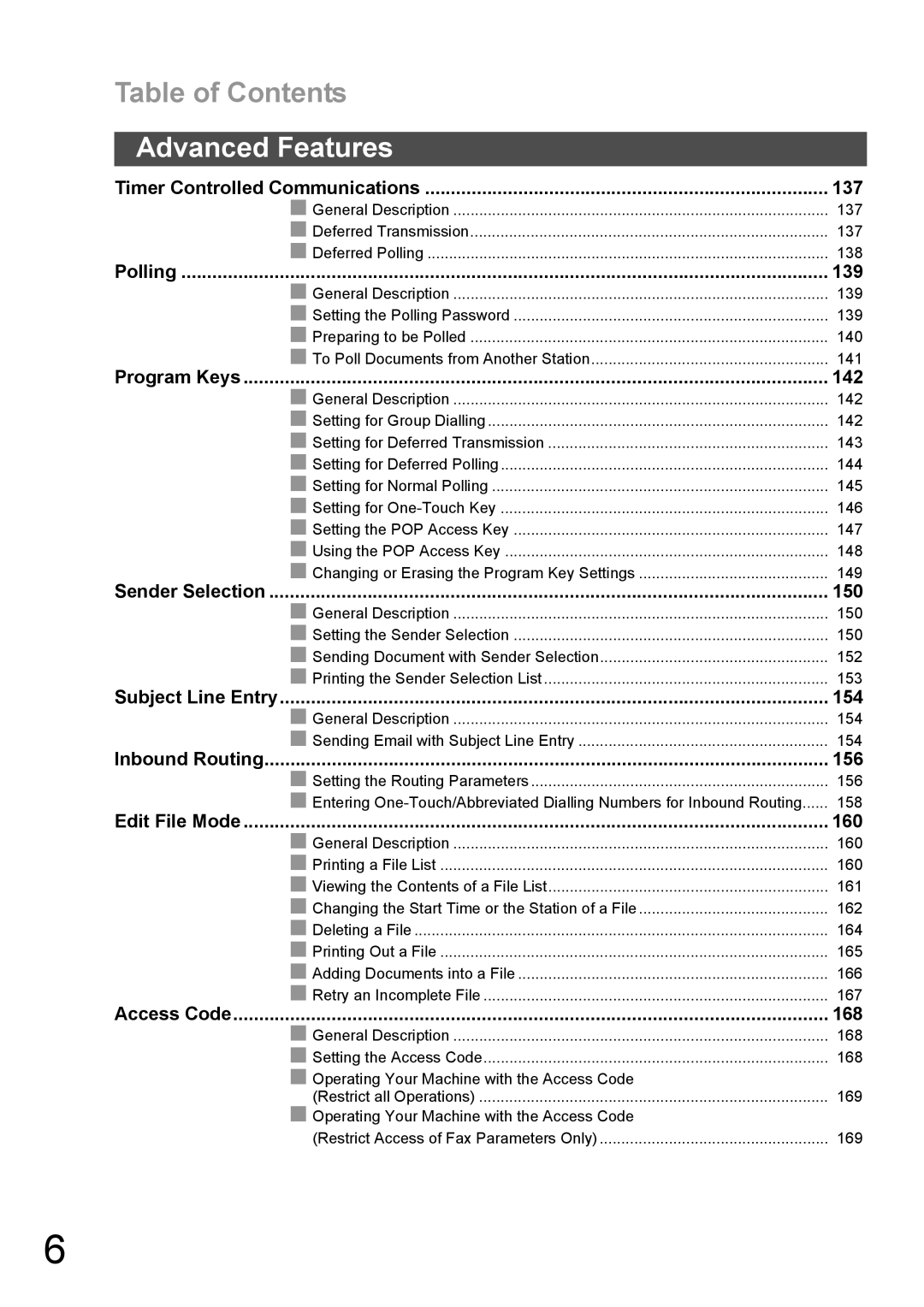 Panasonic DX-600 appendix Advanced Features 