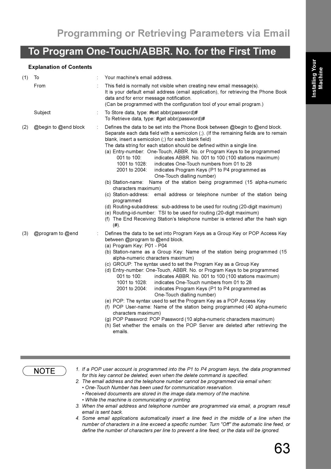 Panasonic DX-600 appendix Explanation of Contents 