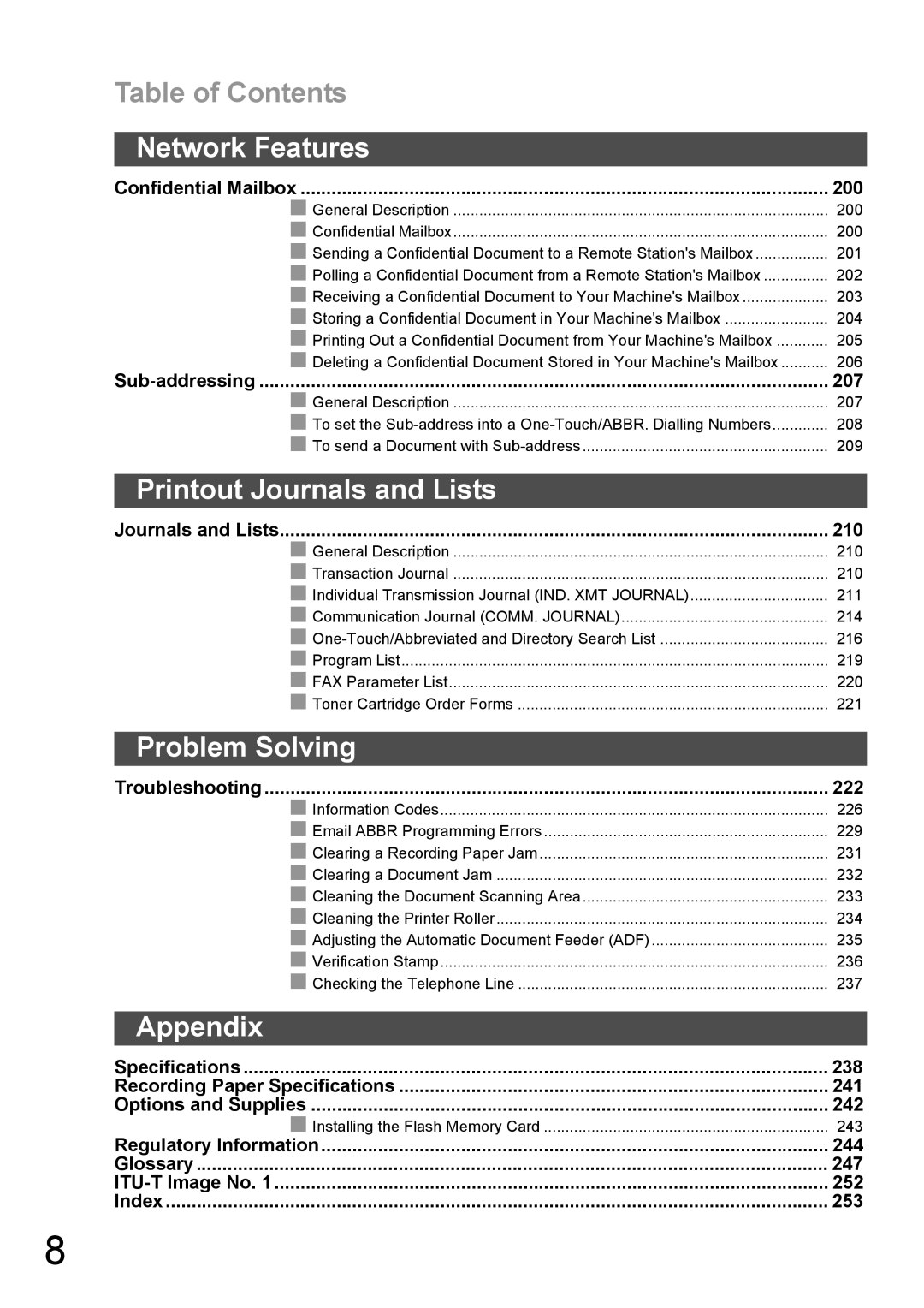 Panasonic DX-600 appendix Printout Journals and Lists, Problem Solving, Appendix 