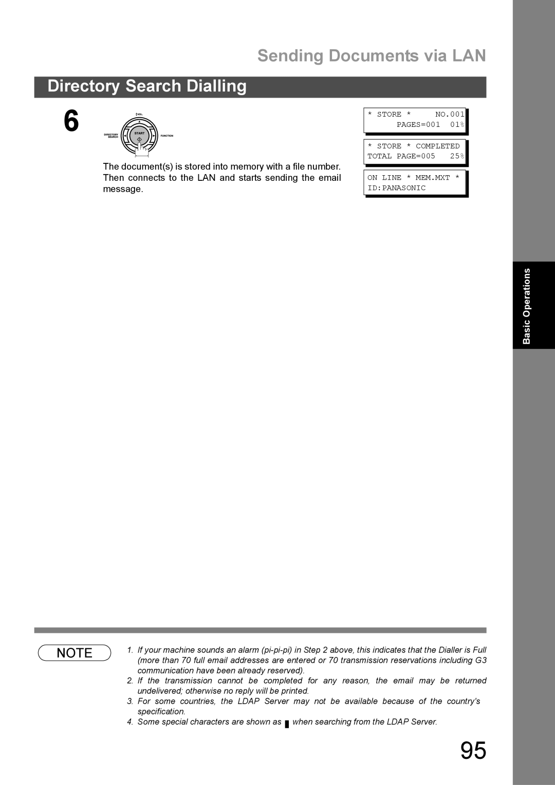 Panasonic DX-600 appendix Directory Search Dialling 