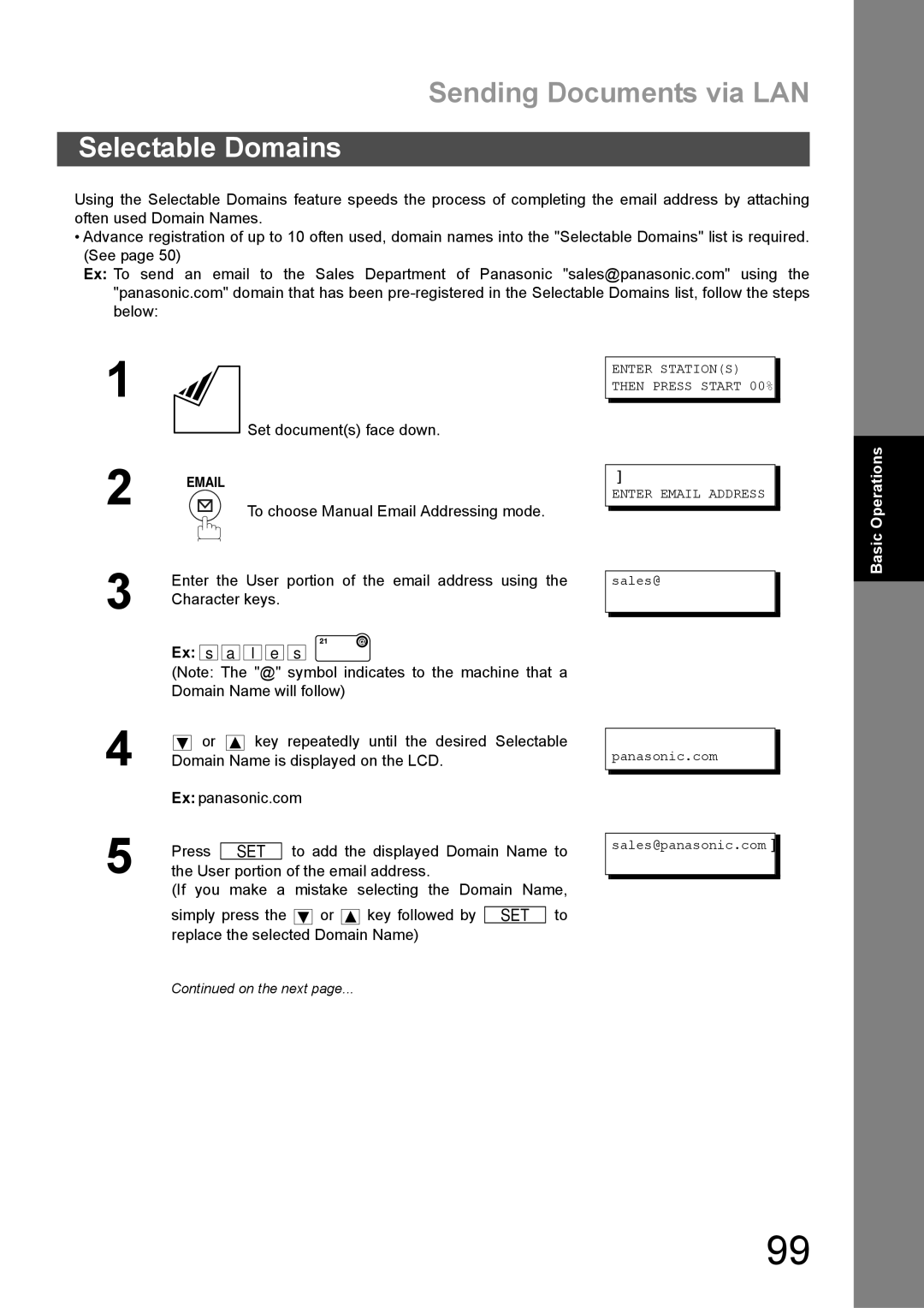 Panasonic DX-600 appendix Selectable Domains, Replace the selected Domain Name 