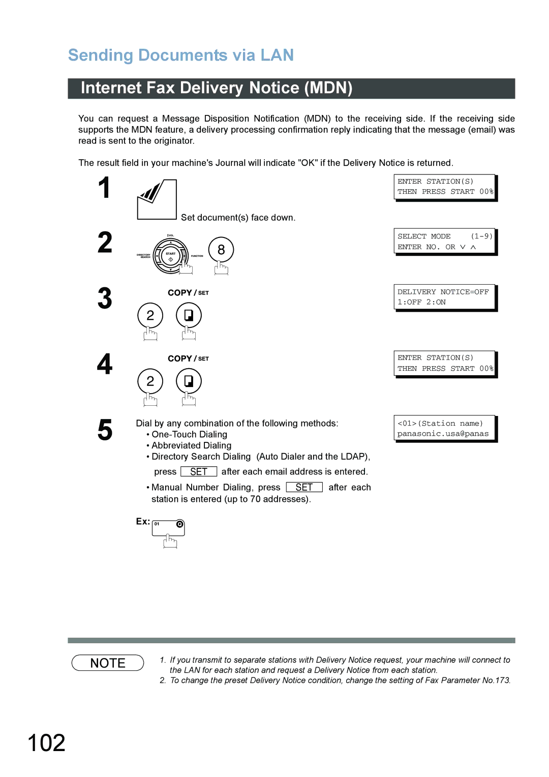 Panasonic DX-800 appendix 102, Internet Fax Delivery Notice MDN 