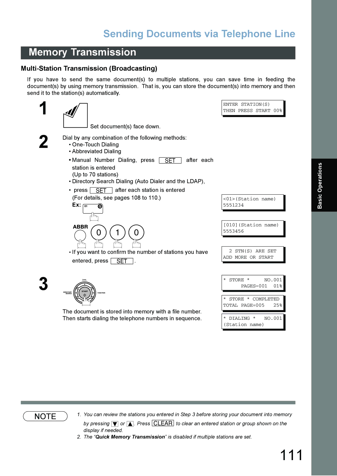 Panasonic DX-800 appendix 111, Multi-Station Transmission Broadcasting 