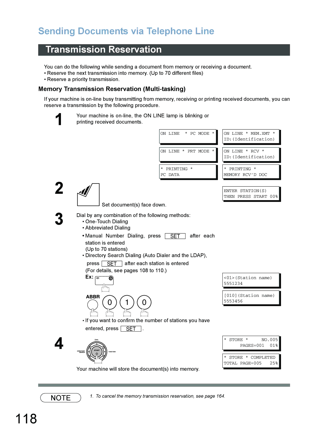 Panasonic DX-800 appendix 118, Memory Transmission Reservation Multi-tasking 