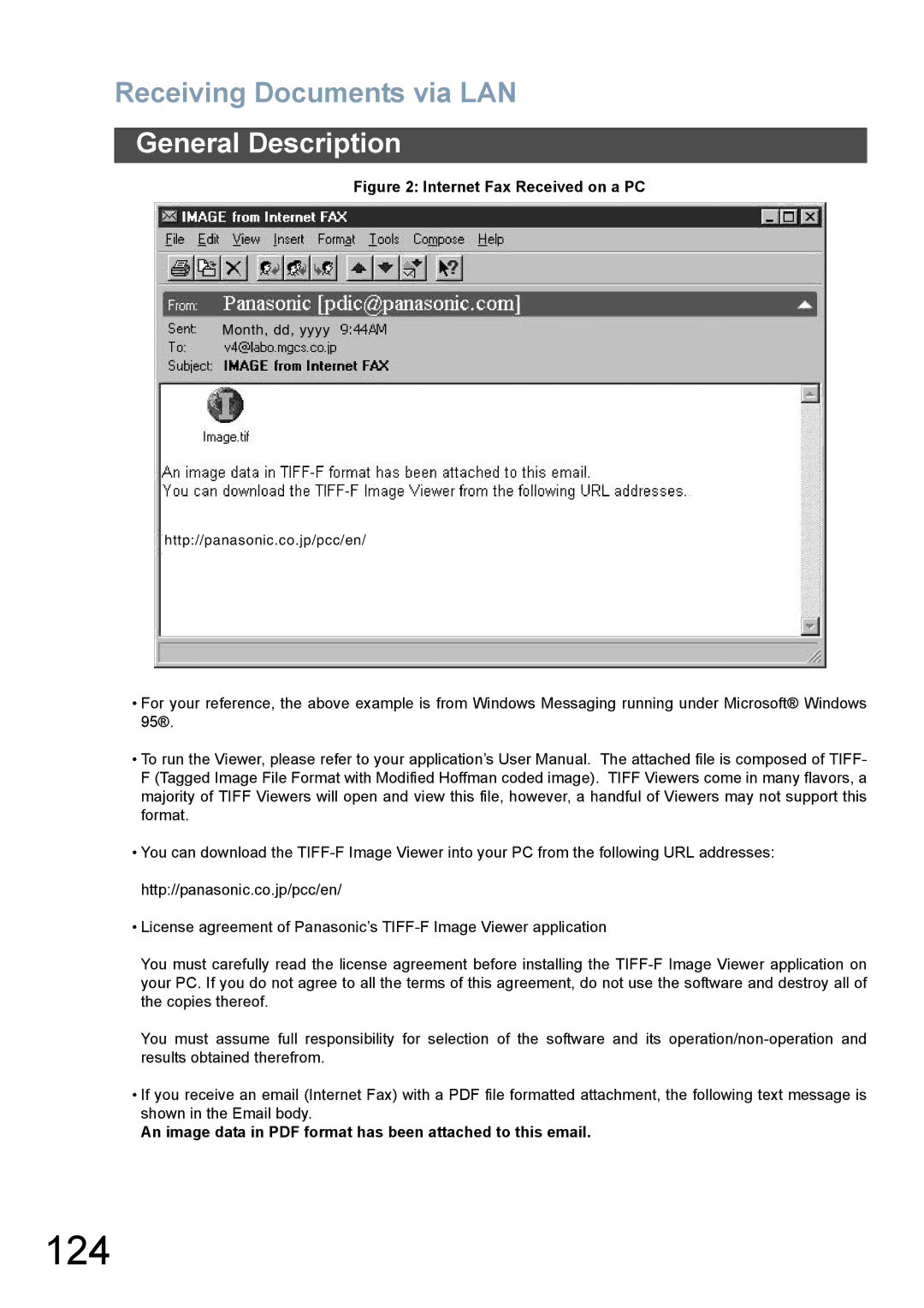 Panasonic DX-800 appendix 124, Receiving Documents via LAN 