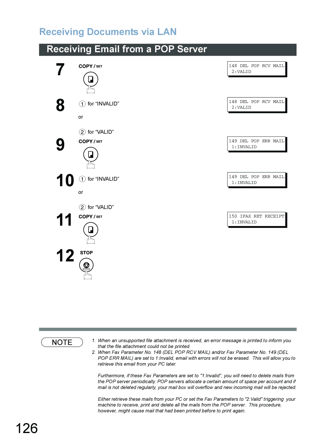 Panasonic DX-800 appendix 126, For Invalid For Valid 