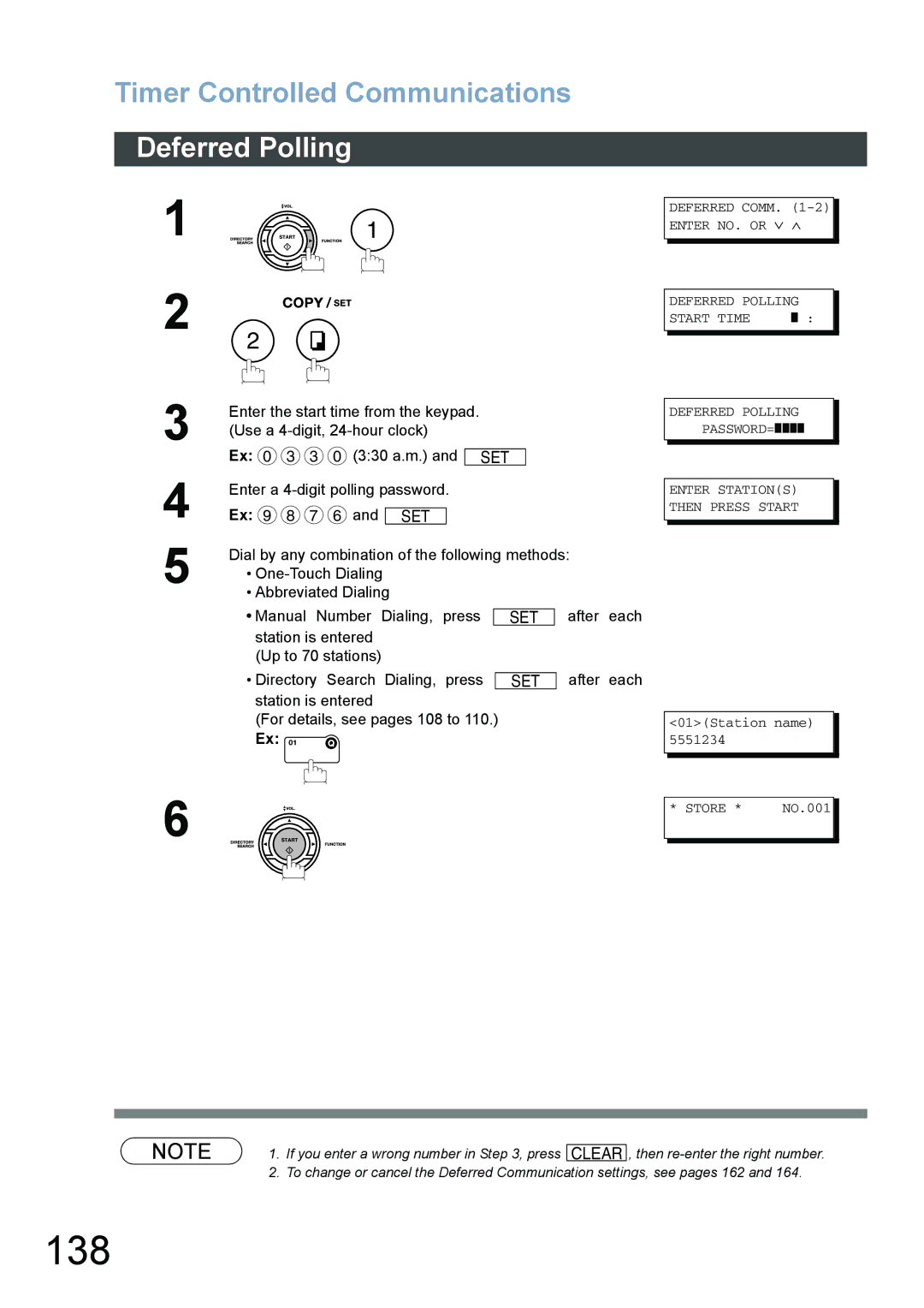 Panasonic DX-800 appendix 138, Timer Controlled Communications, Deferred Polling 