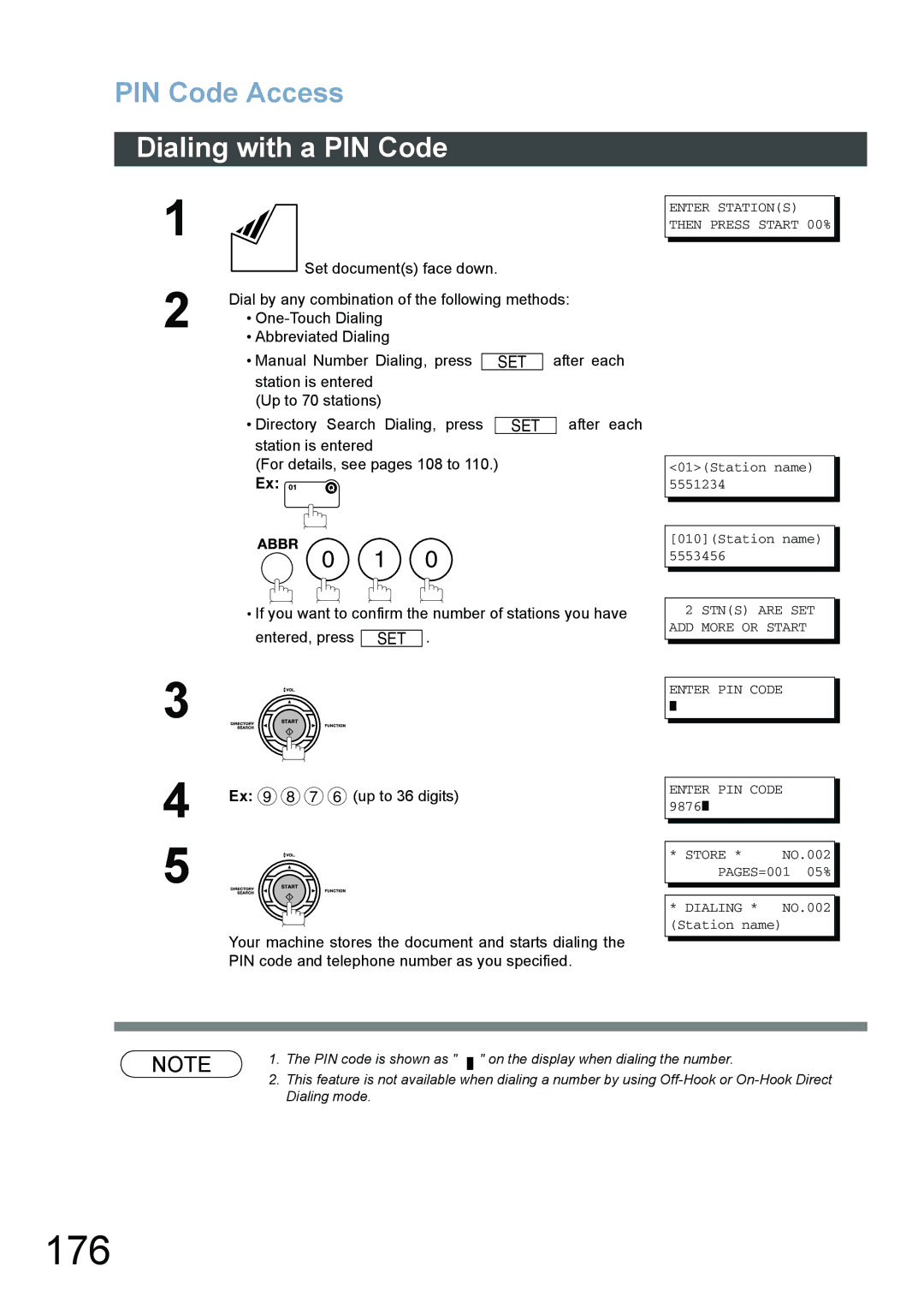 Panasonic DX-800 appendix 176, PIN Code Access, Dialing with a PIN Code, After each Directory Search Dialing, press 