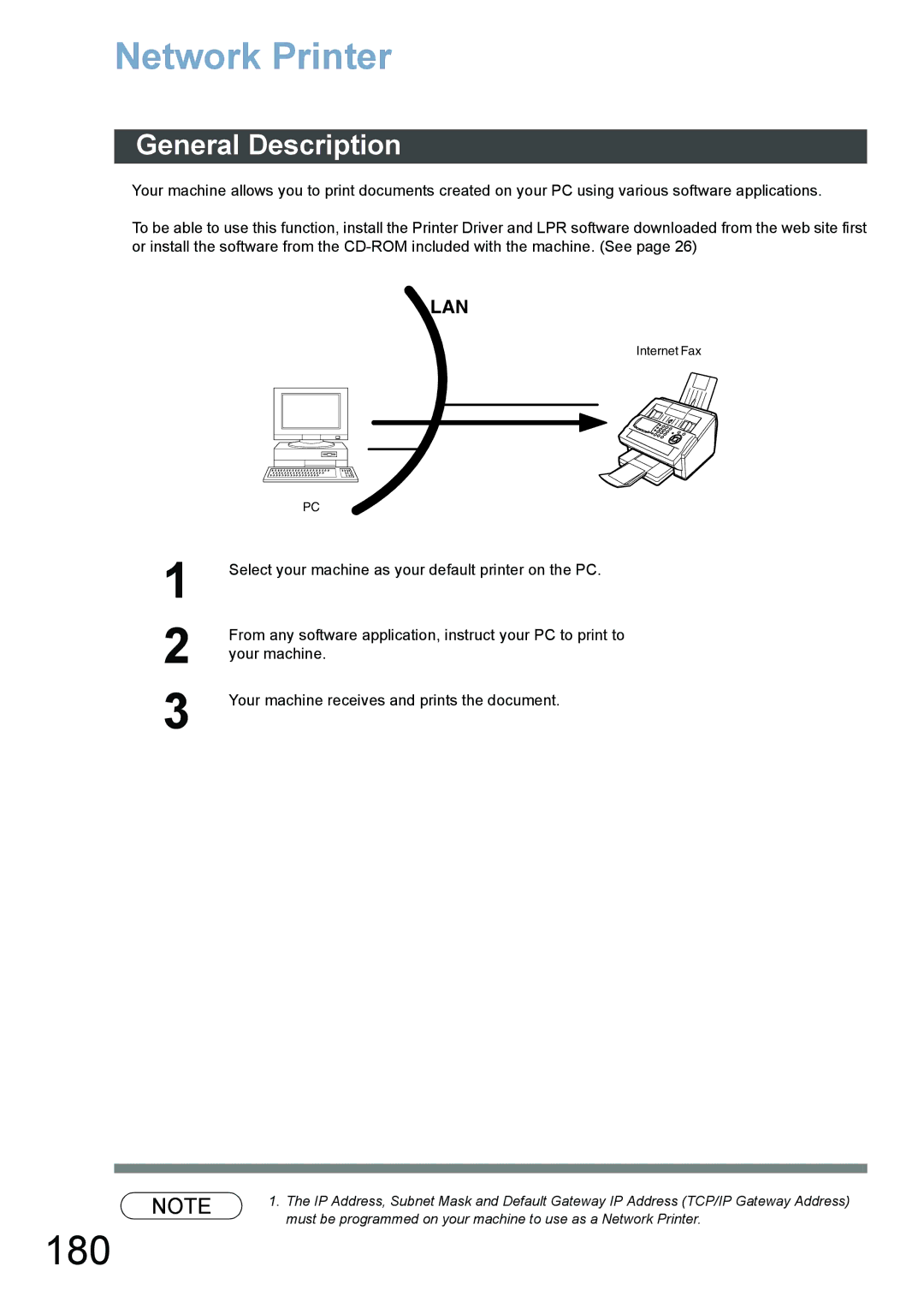 Panasonic DX-800 appendix 180, Network Printer 