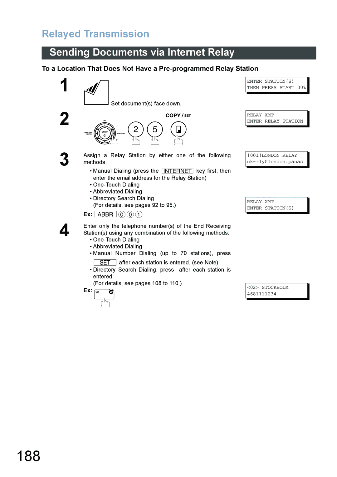 Panasonic DX-800 appendix 188, Relay XMT Enter Stations 