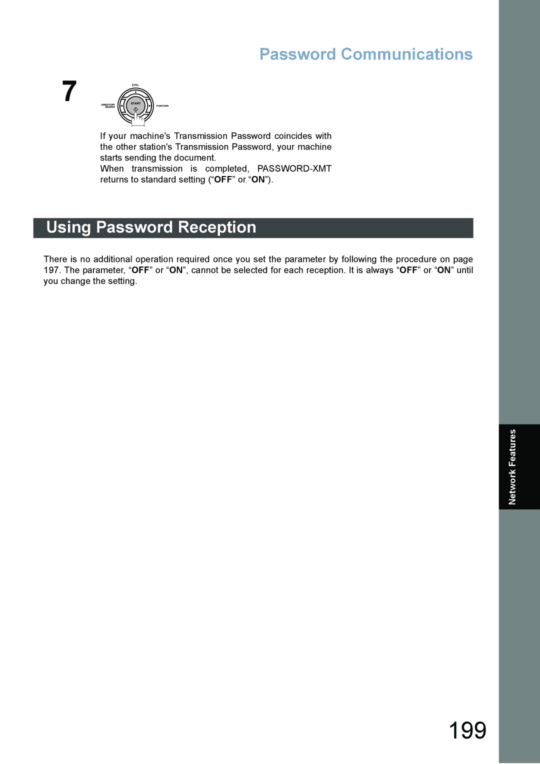 Panasonic DX-800 appendix 199, Using Password Reception 