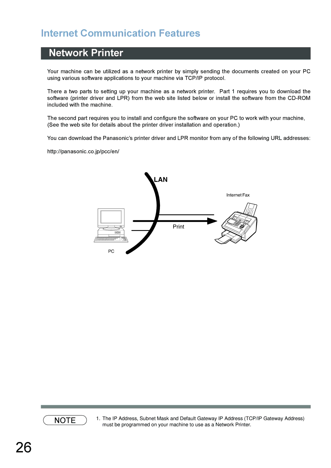 Panasonic DX-800 appendix Network Printer 