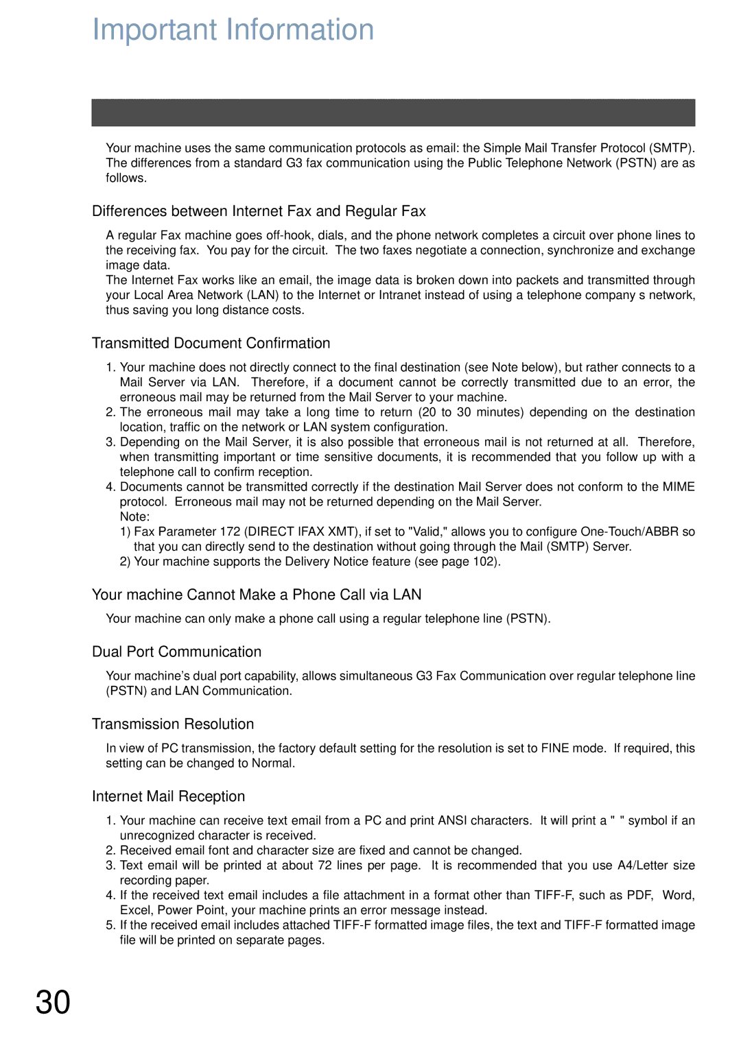 Panasonic DX-800 appendix Important Information 