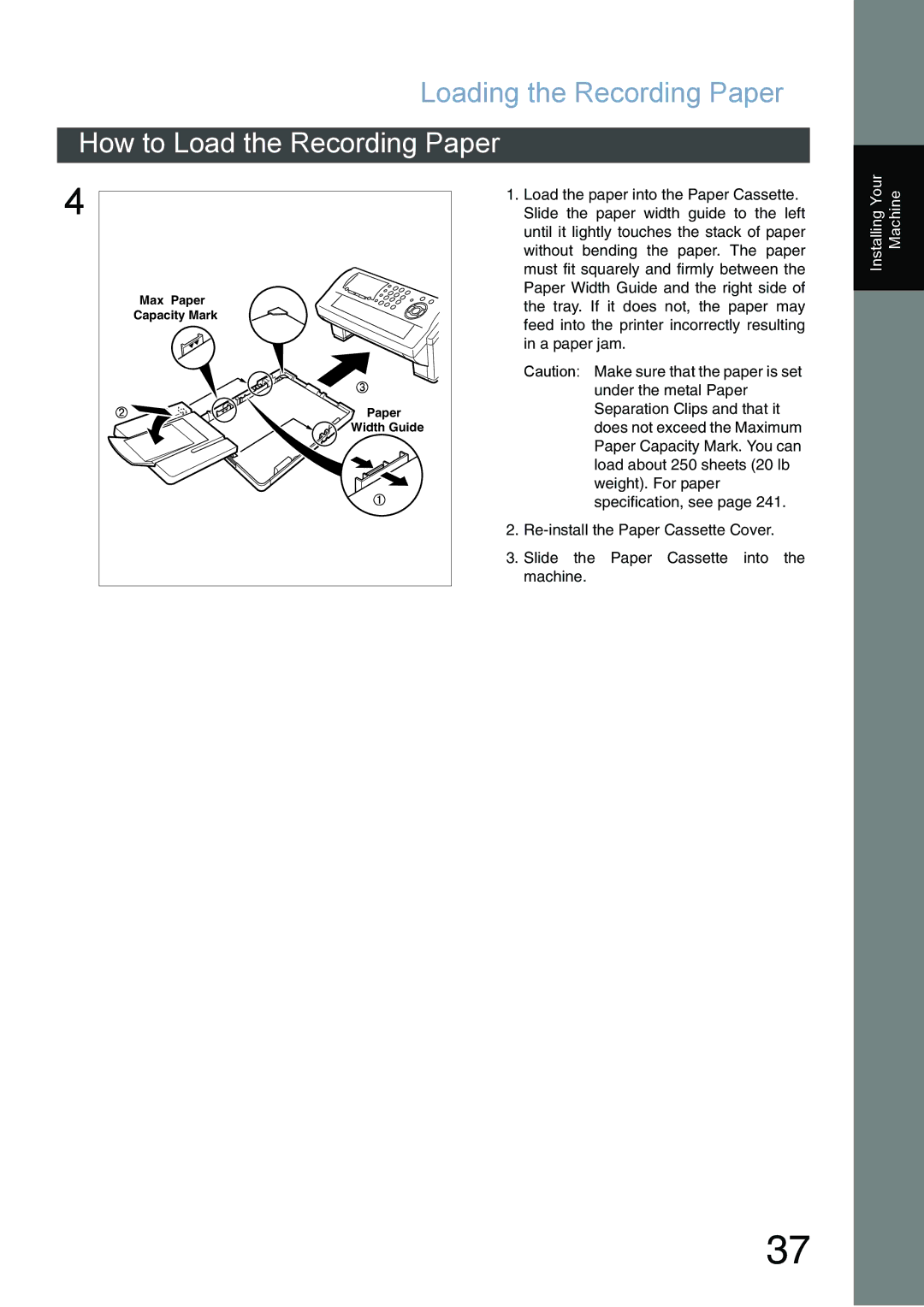 Panasonic DX-800 appendix Loading the Recording Paper 