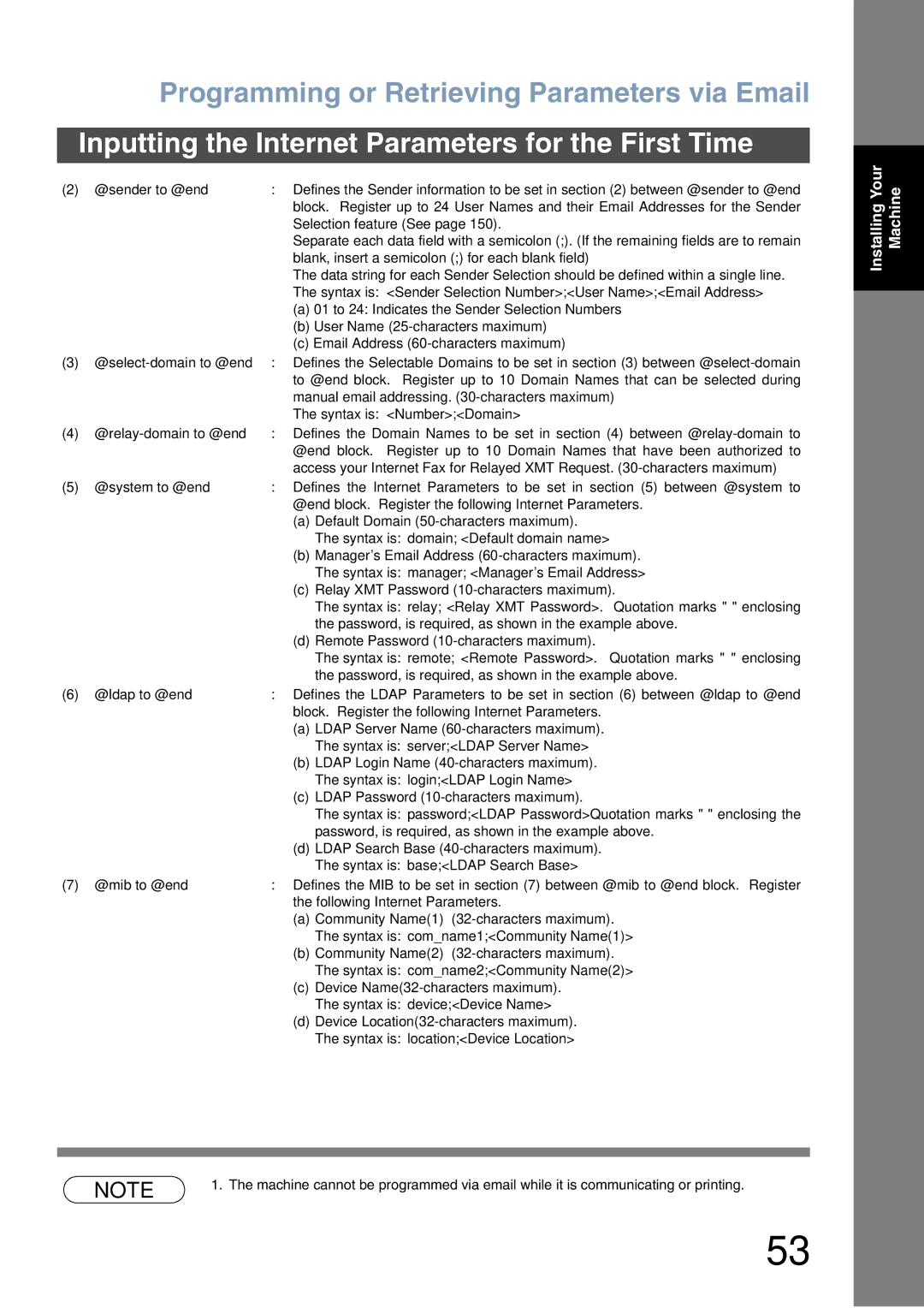 Panasonic DX-800 appendix Blank, insert a semicolon for each blank field 