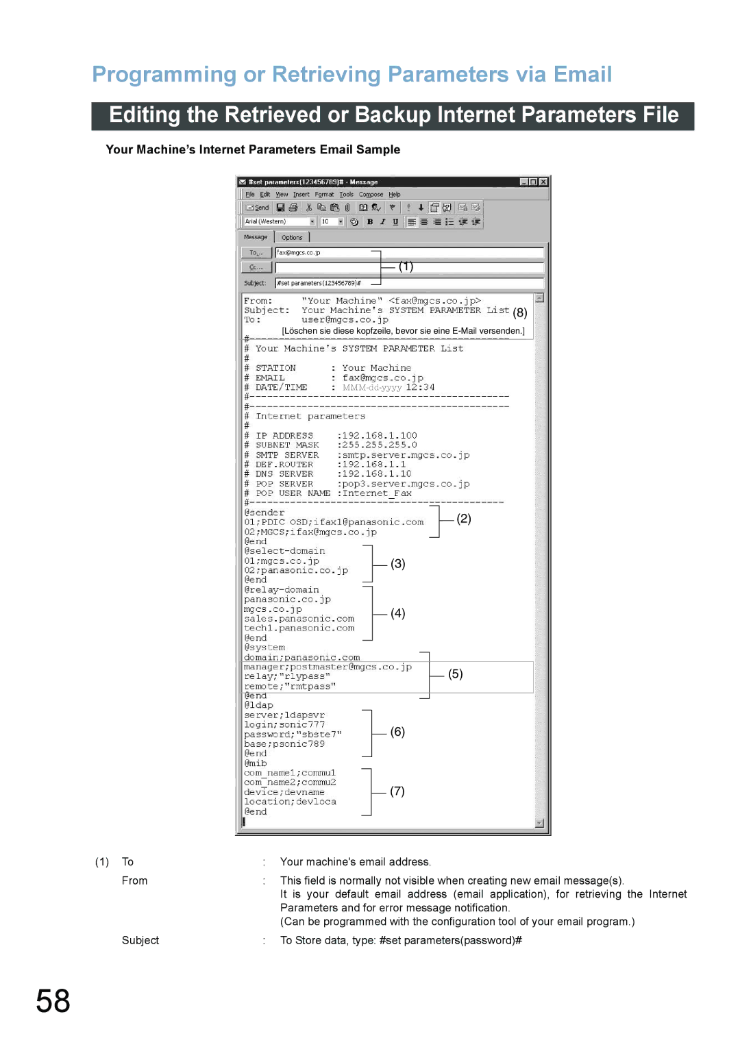 Panasonic DX-800 appendix Löschen sie diese kopfzeile, bevor sie eine E-Mail versenden 