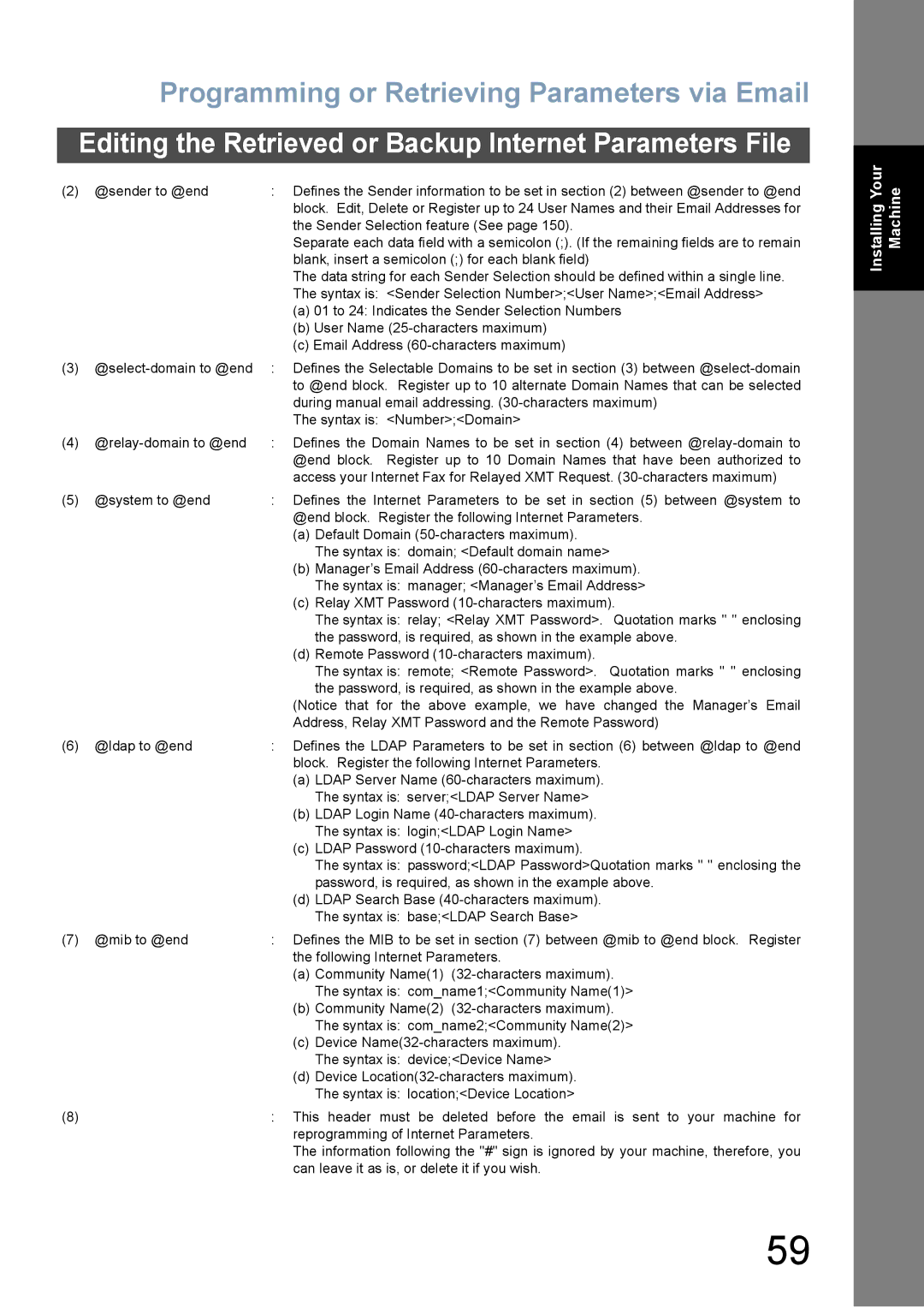 Panasonic DX-800 appendix Sender Selection feature See 