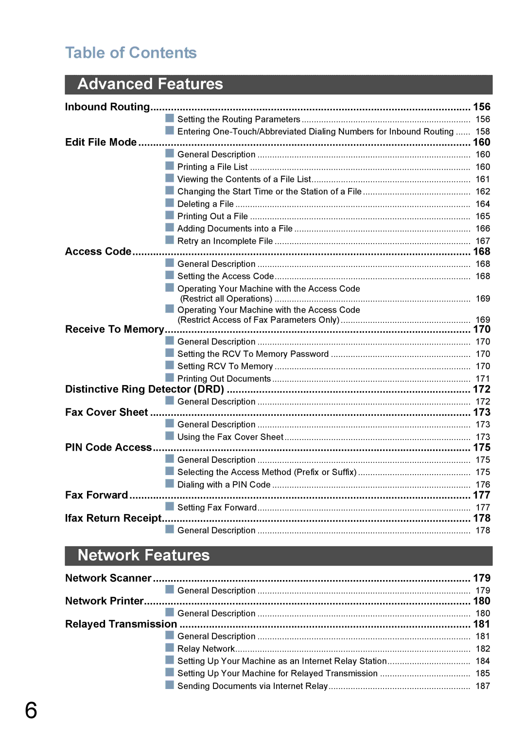 Panasonic DX-800 appendix Network Features 