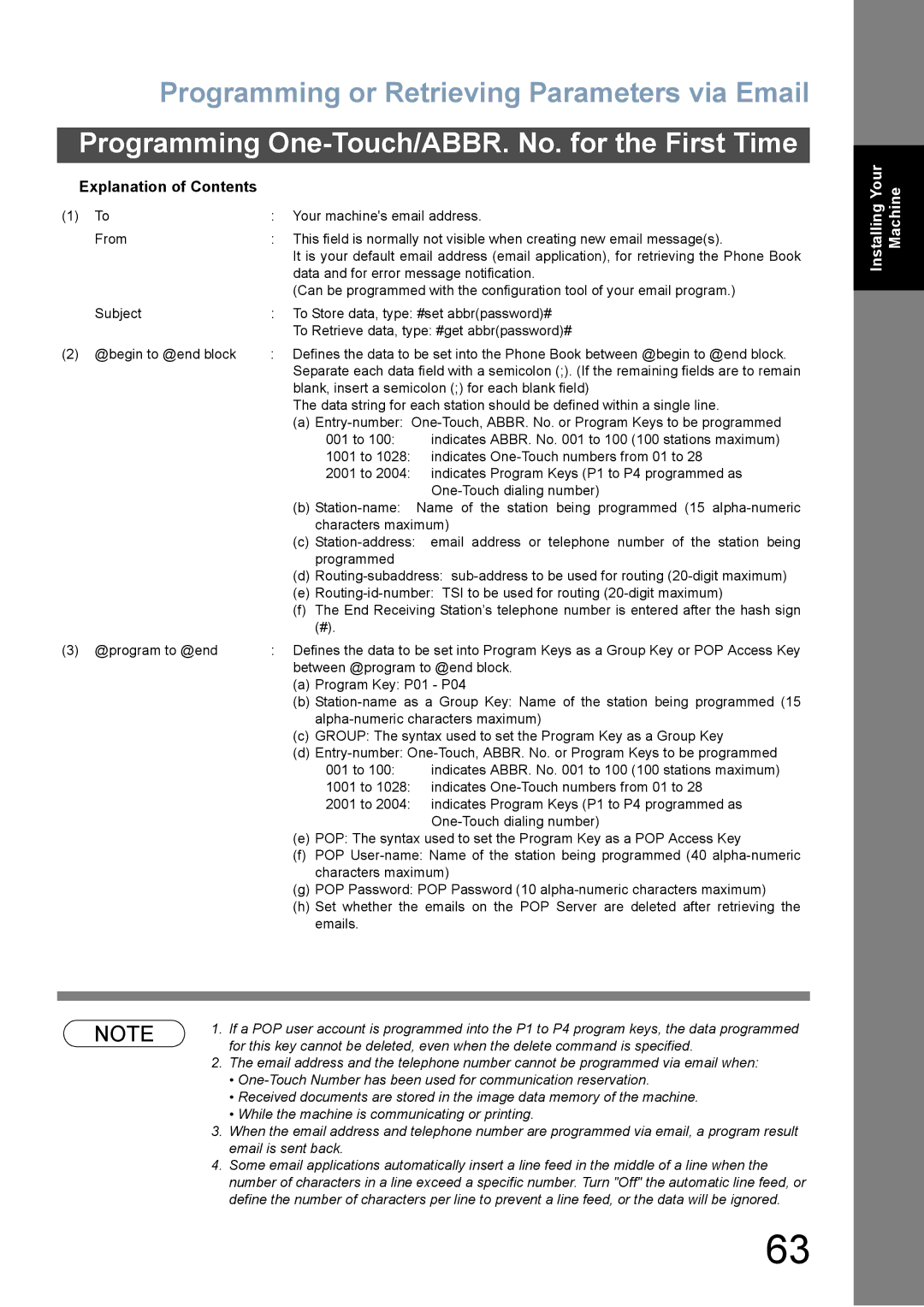 Panasonic DX-800 appendix Explanation of Contents 