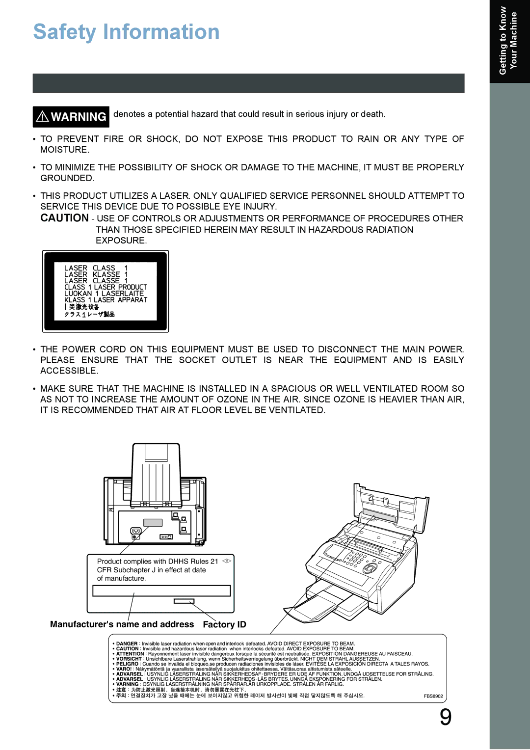 Panasonic DX-800 appendix Safety Information 